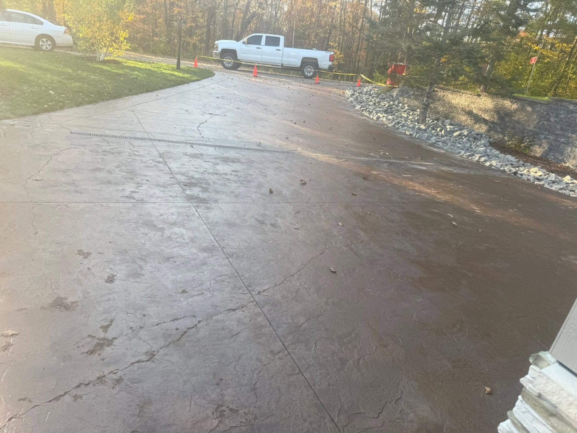 Wide Stamped Driveway & Wall